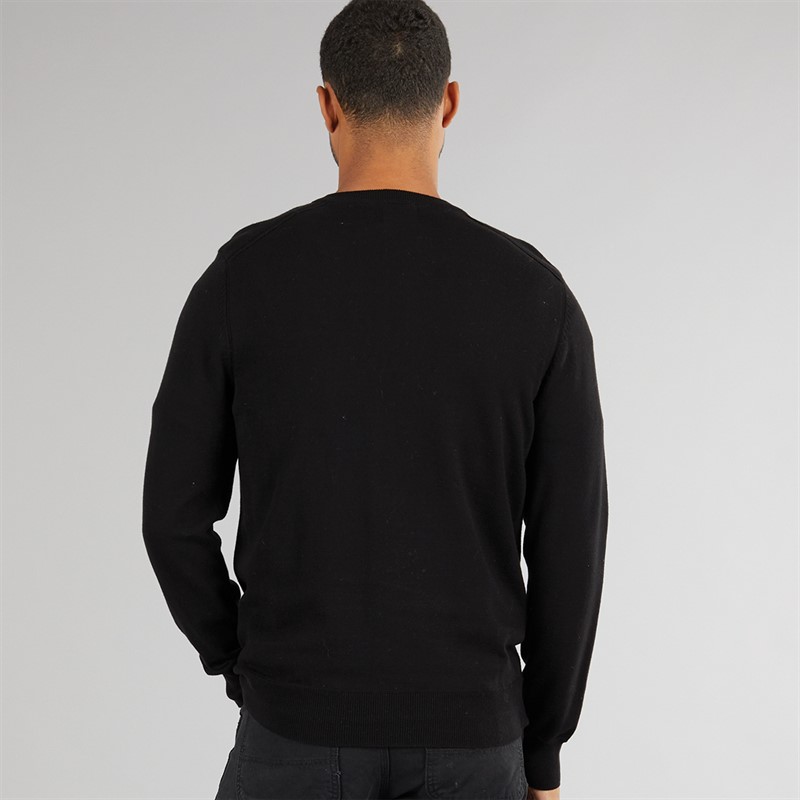 Ben Sherman Mens Crew Neck Jumper With Stitch Black