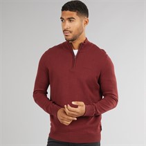 Ben Sherman Pull à Col Cheminée 1/4 Zip Homme - Bordeaux