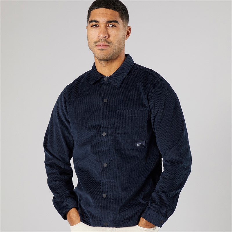 Ben Sherman Mens Cord Trucker Jacket Midnight