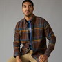 Ben Sherman Mens Long Sleeve Oversized Brushed Check Shirt Dark Brown
