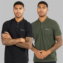 Ben Sherman Heren Set van 2 Effen Polo's Zwart / Khaki