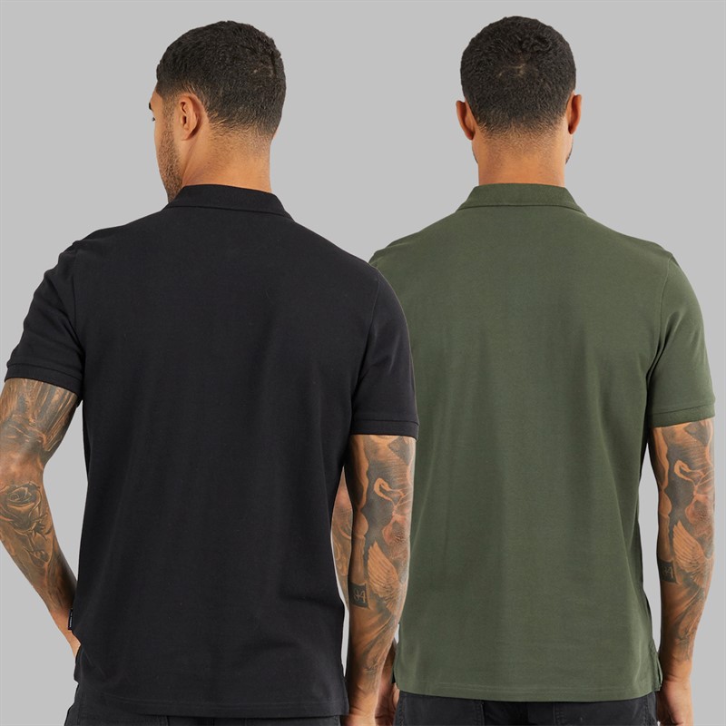 Ben Sherman Herren Zwei Pack Einfache Poloshirts Schwarz/Khaki
