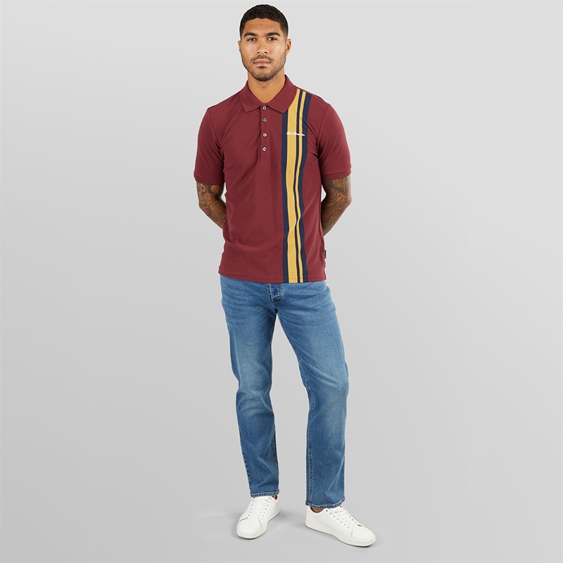 Ben Sherman Herren Haus Mod Polo Wein