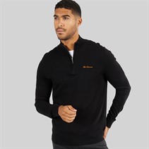 Ben Sherman Mens 1/4 Zip Funnel Neck Jumper Black