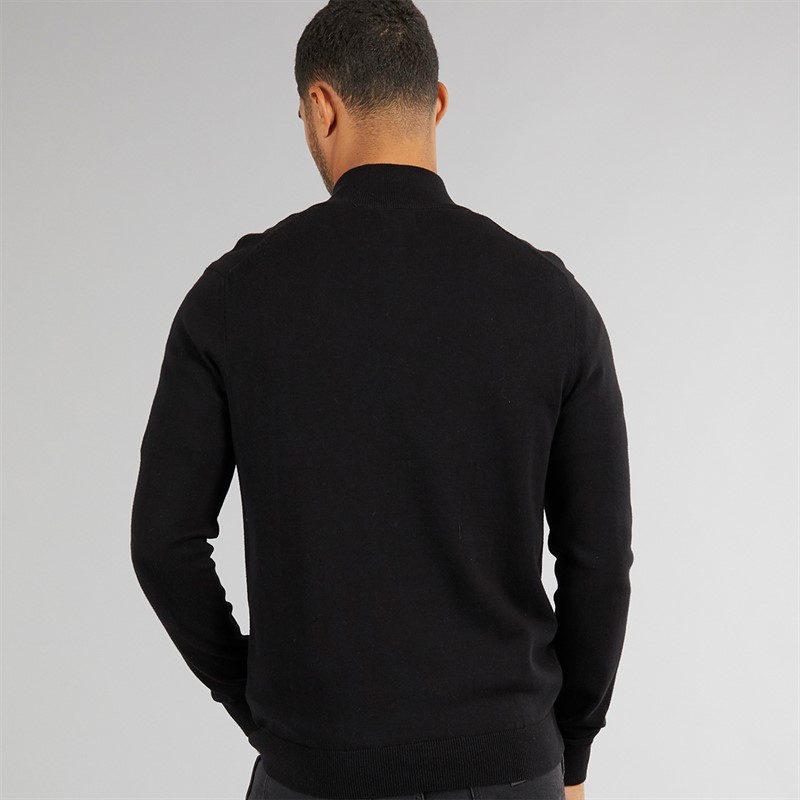 Ben Sherman Mens 1/4 Zip Funnel Neck Jumper Black