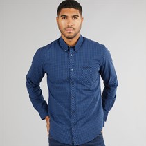 Ben Sherman Mens Long Sleeve Gingham Shirt Royal Blue