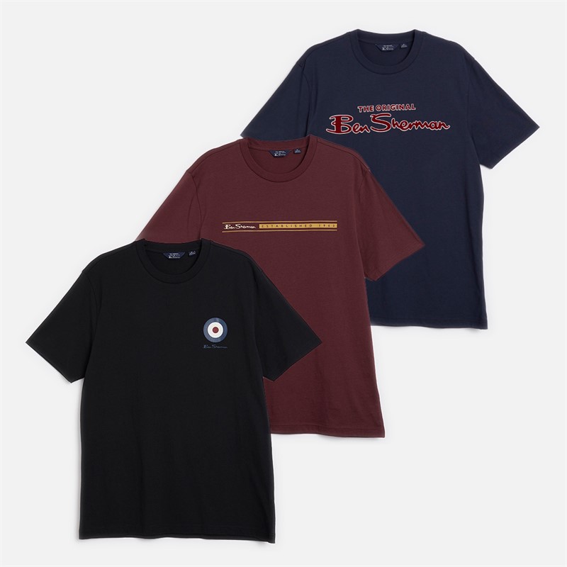Ben Sherman lot de Trois T-Shirts Homme Assortis Multicolores - Taille XL