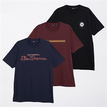 Ben Sherman Mens Three Pack Mixed T-Shirts Multi