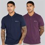 Ben Sherman Herren Zwei Pack Einfache Poloshirts Plum/Dark Navy