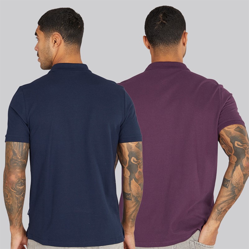 Ben Sherman Herren Zwei Pack Einfache Poloshirts Plum/Dark Navy