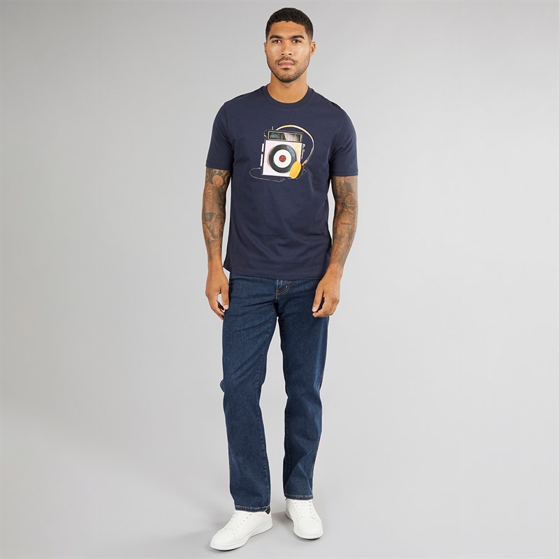 Ben Sherman Mens Portable Radio Target T-Shirt Dark Navy