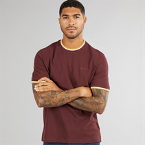 Ben Sherman Heren Pique Ringer T-Shirt Wijn