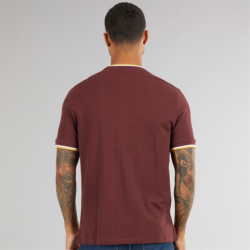 Ben Sherman Herren Pique Ringer T Shirt Wein