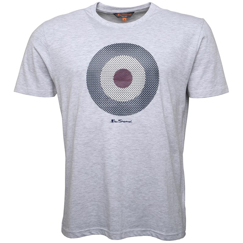 Buy Ben Sherman Mens Check Target TShirt Light Grey Marl