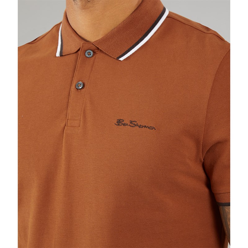 Ben Sherman Mens Twin Tipped Polo Shirt Orange