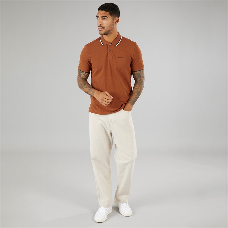 Ben Sherman Mens Twin Tipped Polo Shirt Orange