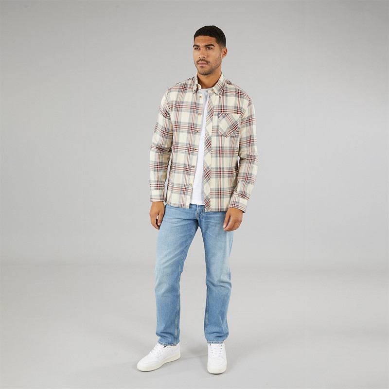 Ben Sherman Mens Long Sleeve Grid Check Shirt Fog