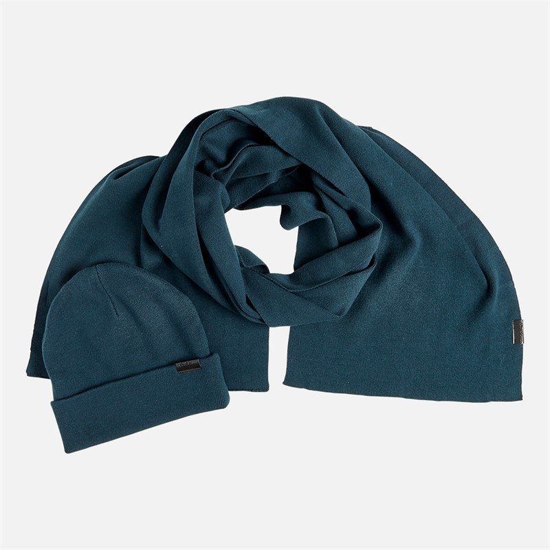 Ben Sherman Mens Fareham Beanie And Scarf Set Petrol