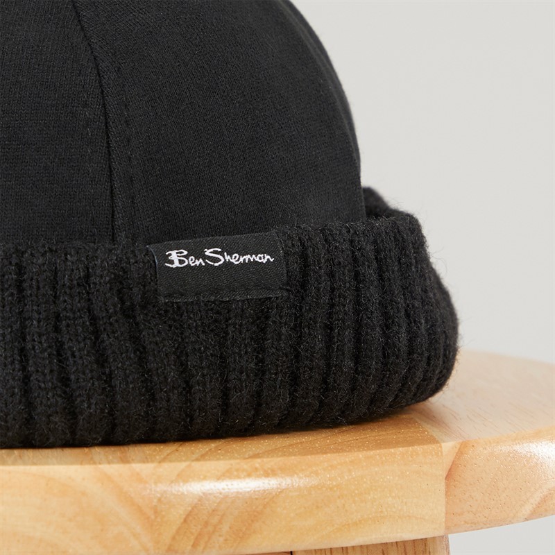 Ben Sherman Mens Brokey Docker Beanie Black