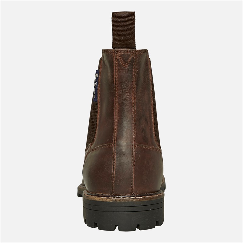Ben Sherman Mens Baron Leather Chelsea Boots Waxy Brown