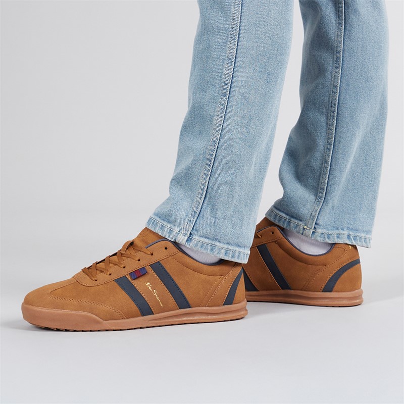 Ben Sherman Mens Keeler Trainers Tan/Navy - Size 8