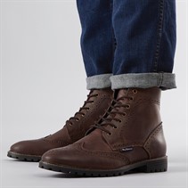 Ben Sherman Mens Duke Leather Brogue Boots Waxy Brown