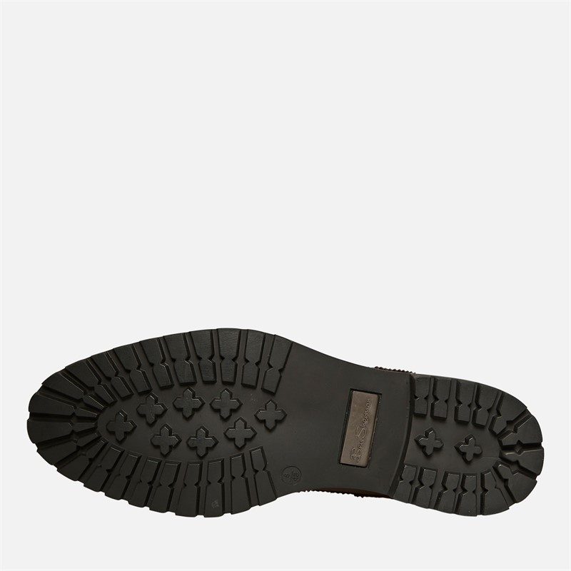 Ben Sherman Mens Duke Leather Brogue Boots Waxy Brown