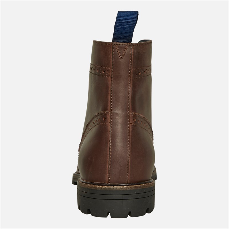 Ben Sherman Mens Duke Leather Brogue Boots Waxy Brown
