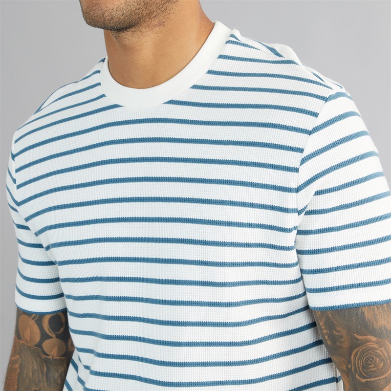 Ben Sherman Herre Vaffel Stribet T-shirt Snow White