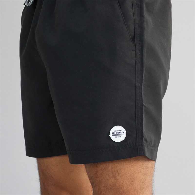 Ben Sherman Mens Plain Swim Shorts Black