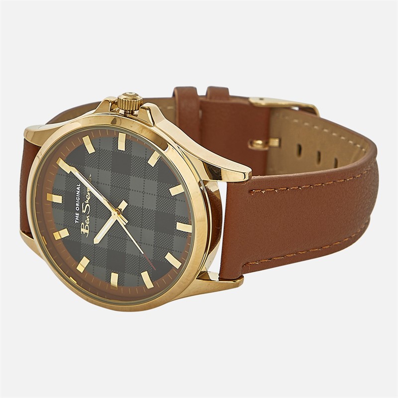 Ben Sherman Mens Strap Watch With Check Dial Brown