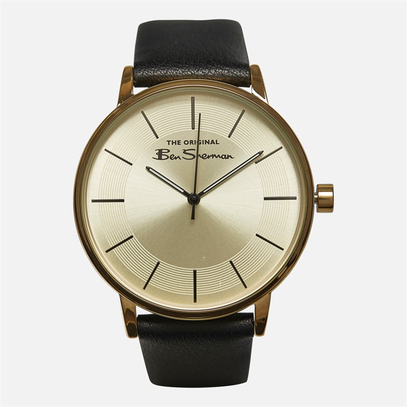 Ben Sherman Mens Strap Watch With Gold Sunray Dial Black - Size OS