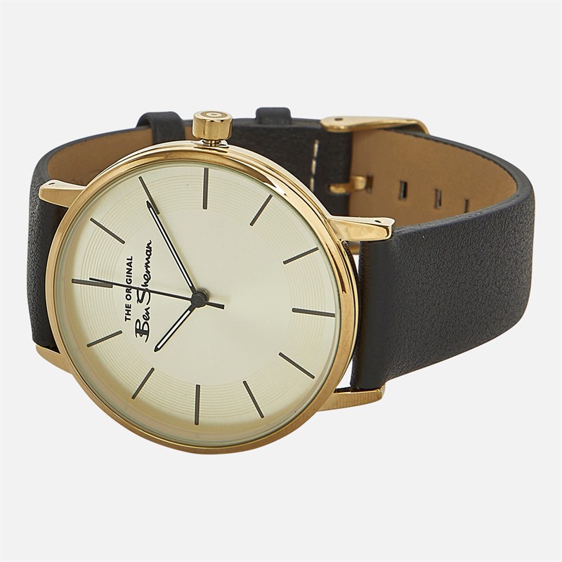 Ben Sherman Mens Strap Watch With Gold Sunray Dial Black