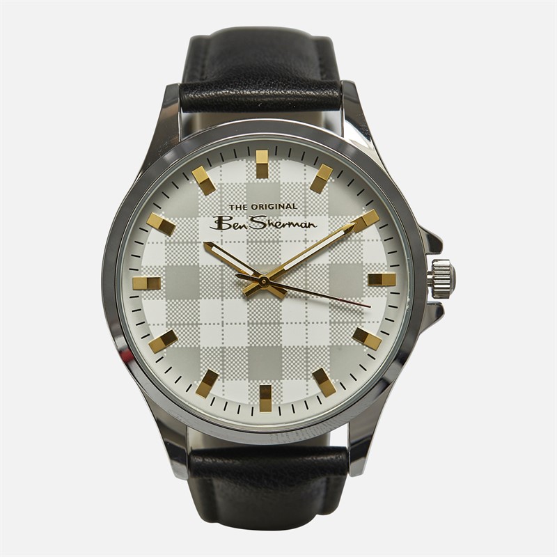 Ben Sherman Mens Strap Watch With White Check Dial Black - Size OS