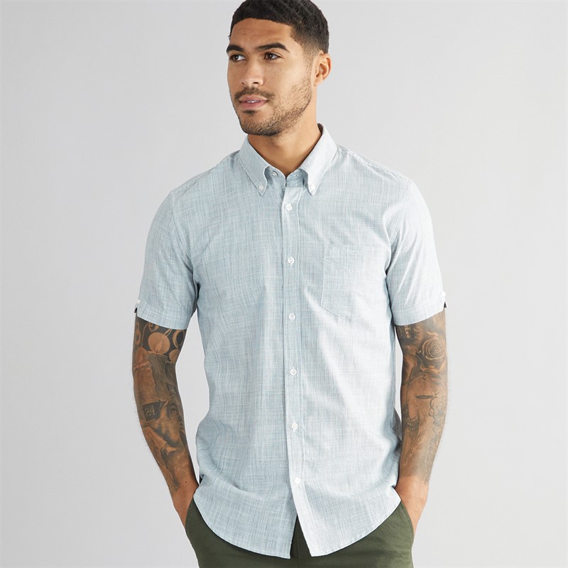 Ben Sherman Mens Fine Stripe Short Sleeve Shirt Blue - Size M