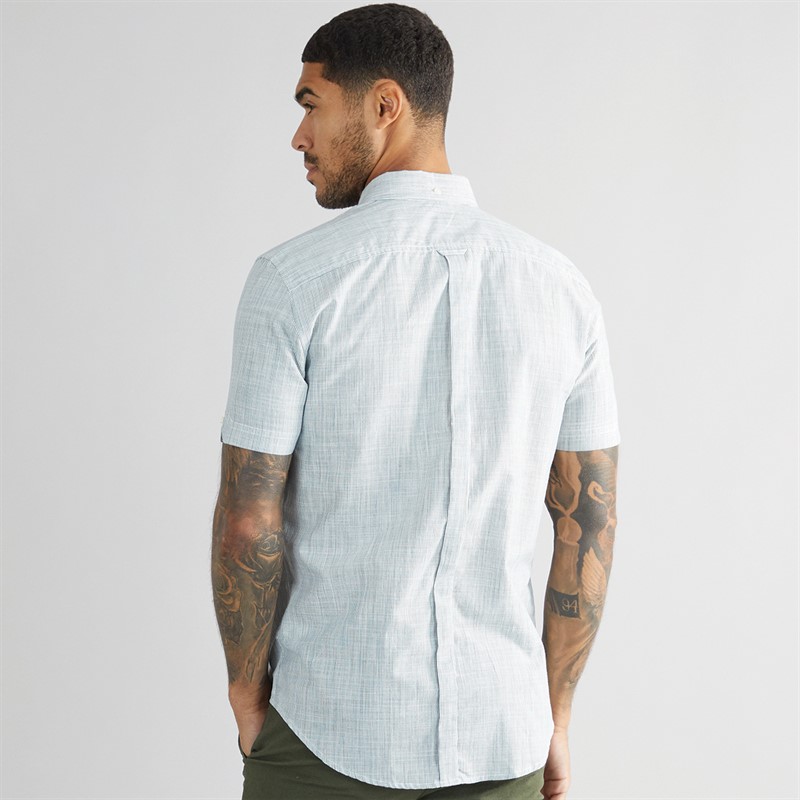 Ben Sherman Mens Fine Stripe Short Sleeve Shirt Blue