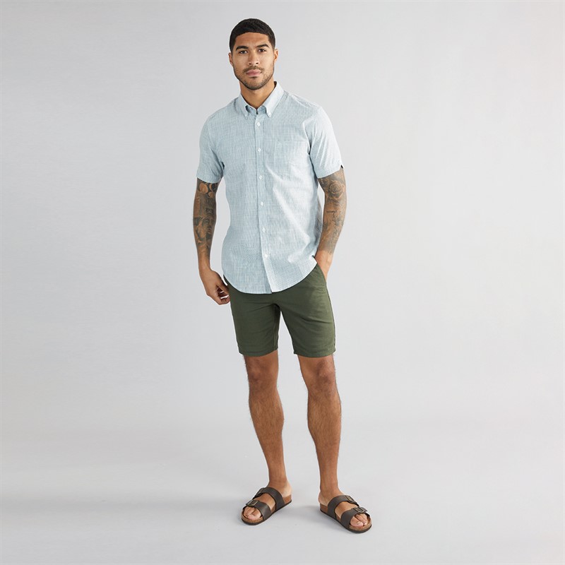 Ben Sherman Mens Fine Stripe Short Sleeve Shirt Blue