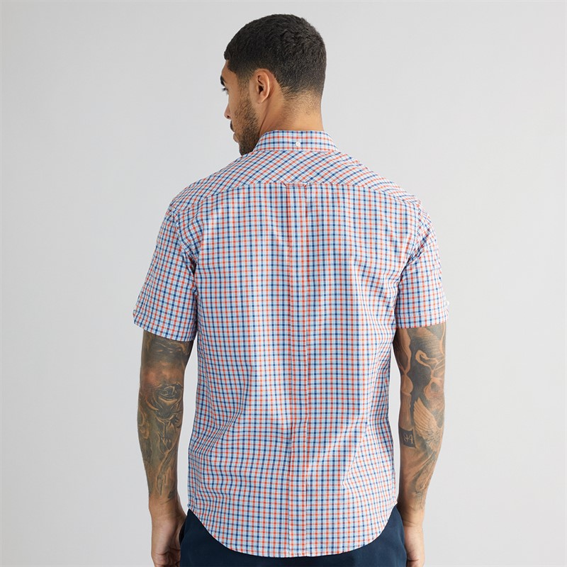 Ben Sherman Mens House Check Short Sleeve Shirt Pale Blue