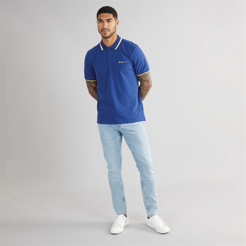 Ben Sherman Mens Twin Tipped Polo Twilight Denim