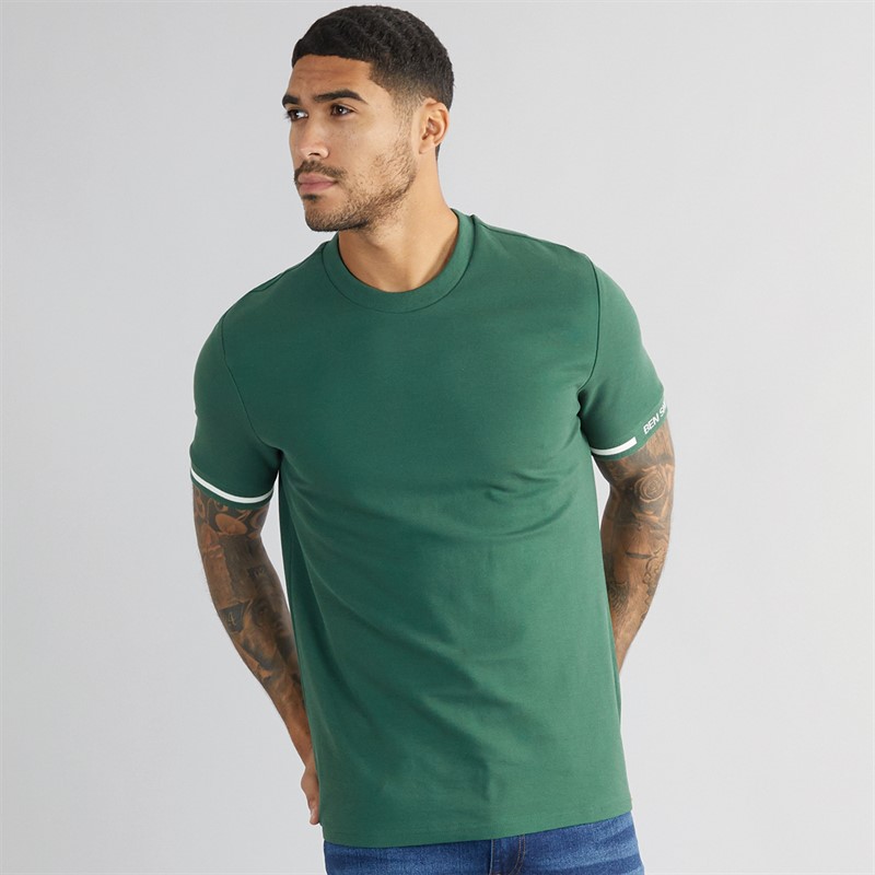 Ben Sherman Mens Pique T-Shirt Green - Size XL