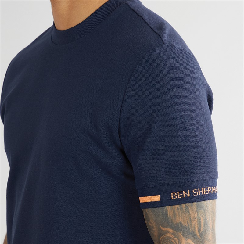 Ben Sherman Herre Pique T-Shirt Mørk Marineblå