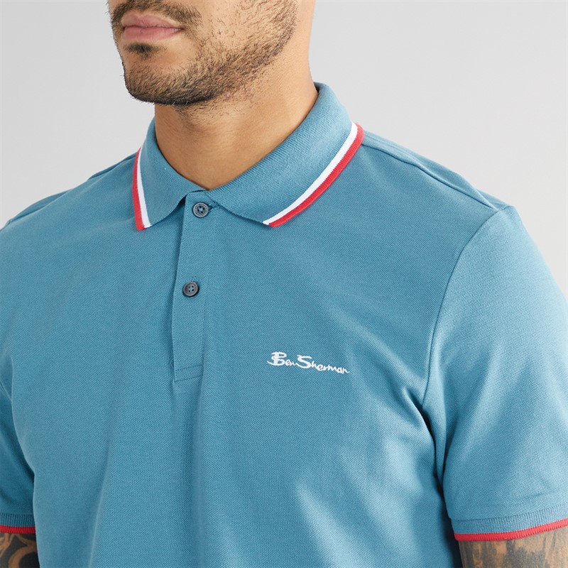 Ben Sherman Mens Twin Tipped Polo Shirt Teal