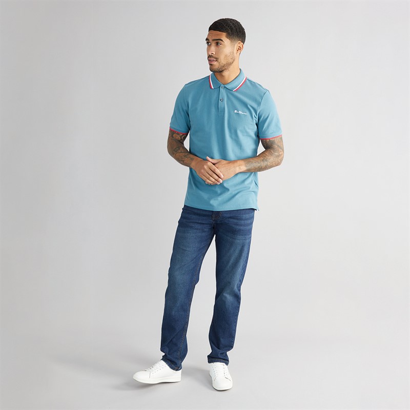 Ben Sherman Mens Twin Tipped Polo Shirt Teal