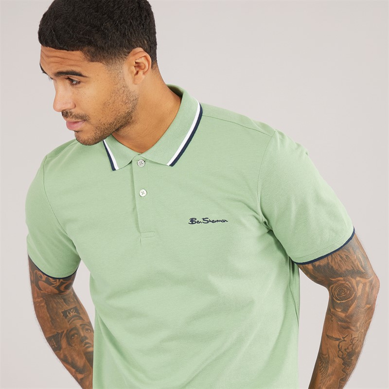 Ben Sherman Herre Twin Tipped Polo Græs Grøn