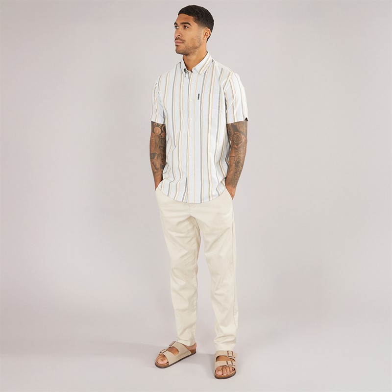 Ben Sherman Herre Oxford Stribet Kortærmet Skjorte Lyseblå