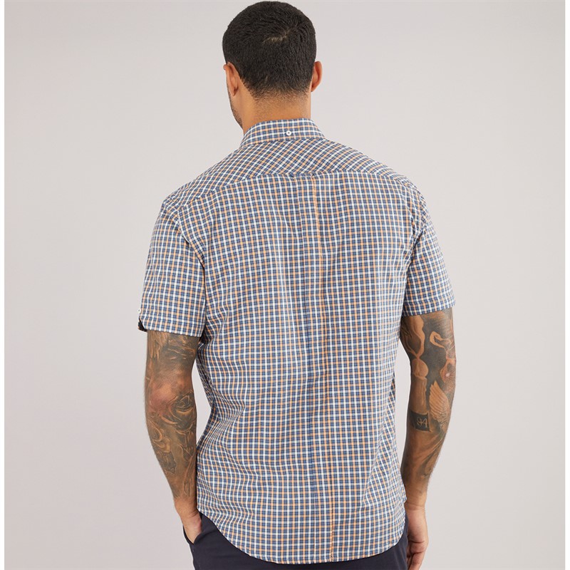 Ben Sherman Herre House Check Kortærmet Skjorte Denim Blå