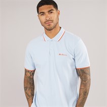 Ben Sherman Mens Twin Tipped Polo Pale Blue