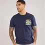 Ben Sherman Mens Brighton Pier Sunrise Relaxed Fit T-Shirt Dark Navy