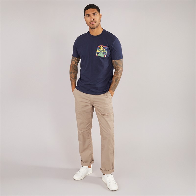 Ben Sherman Mens Brighton Pier Sunrise Relaxed Fit T-Shirt Dark Navy