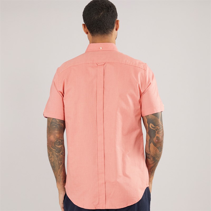 Ben Sherman Mens Short Sleeve Oxford Shirt Raspberry